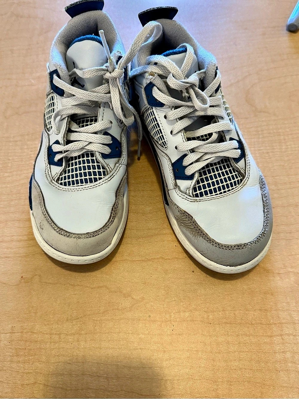 Nike Air Jordan 4 Retro Sneakers White & Blue US 2.5 youth